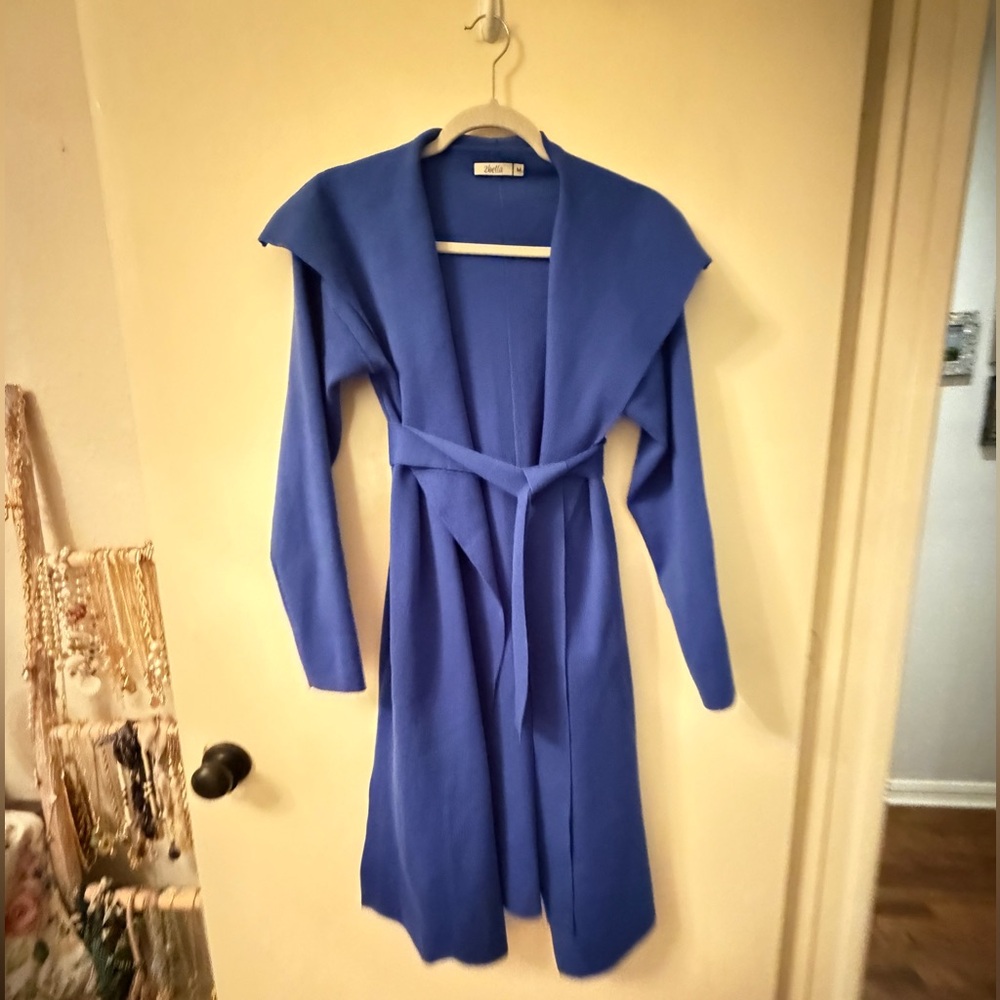 Chic Long Sleeve Blue sailor blue trench
